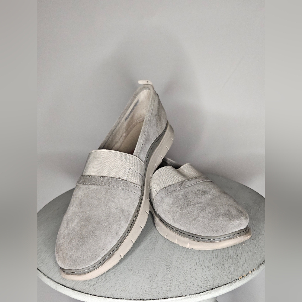 Vionic Light Gray Suede Loafers